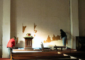 Starksboro Vilalge Meeting House Sanctuary Refurbish- Removing Wallpaper
