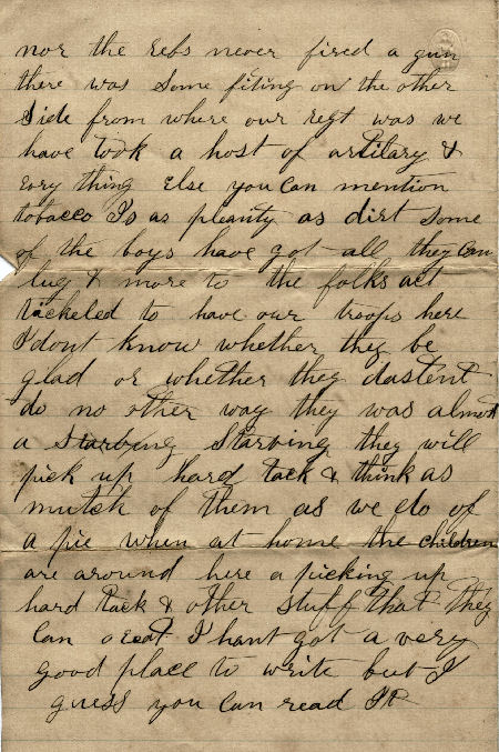 A Soldiers Letter Home J V Carpenter Starksboro, Vermont (VT) Page 2